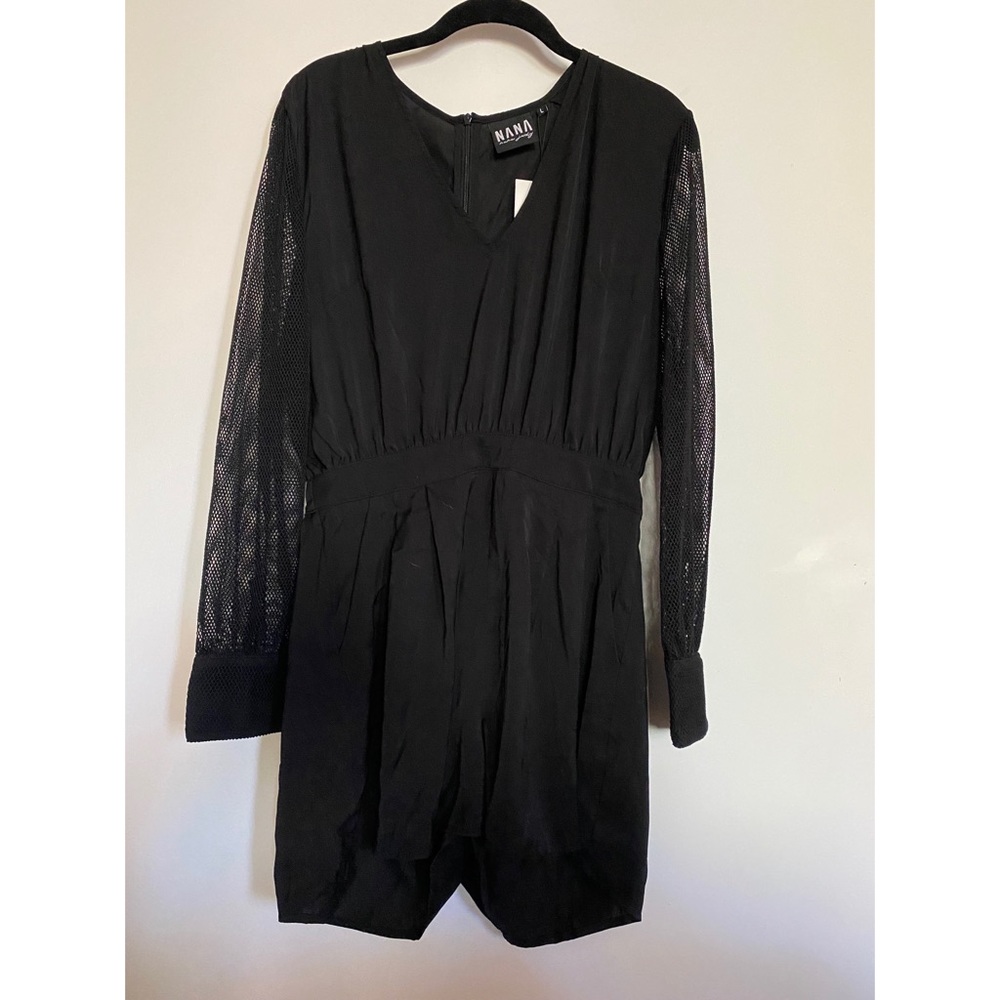 Nana Judy Fishnet Sleeved Romper Size Large